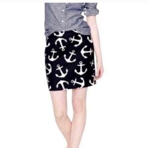 J. CREW Dizzy Anchor Postage Stamp Mini skirt navy and white